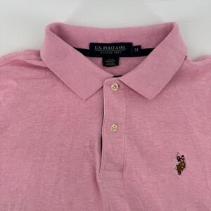 U.S. Polo Assn Polo Shirt Mens Med Pink Heather Luxury Feel Preppy Casual S/S